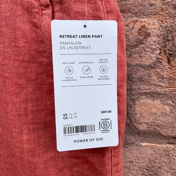 [SOLD on eBay] Athleta Linen Red Tapered Athleisure Joggers Petite 14 - Picture 3 of 8